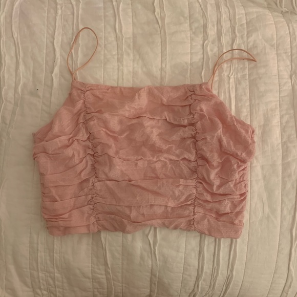Cinched pink crop tank top - Picture 2 of 6